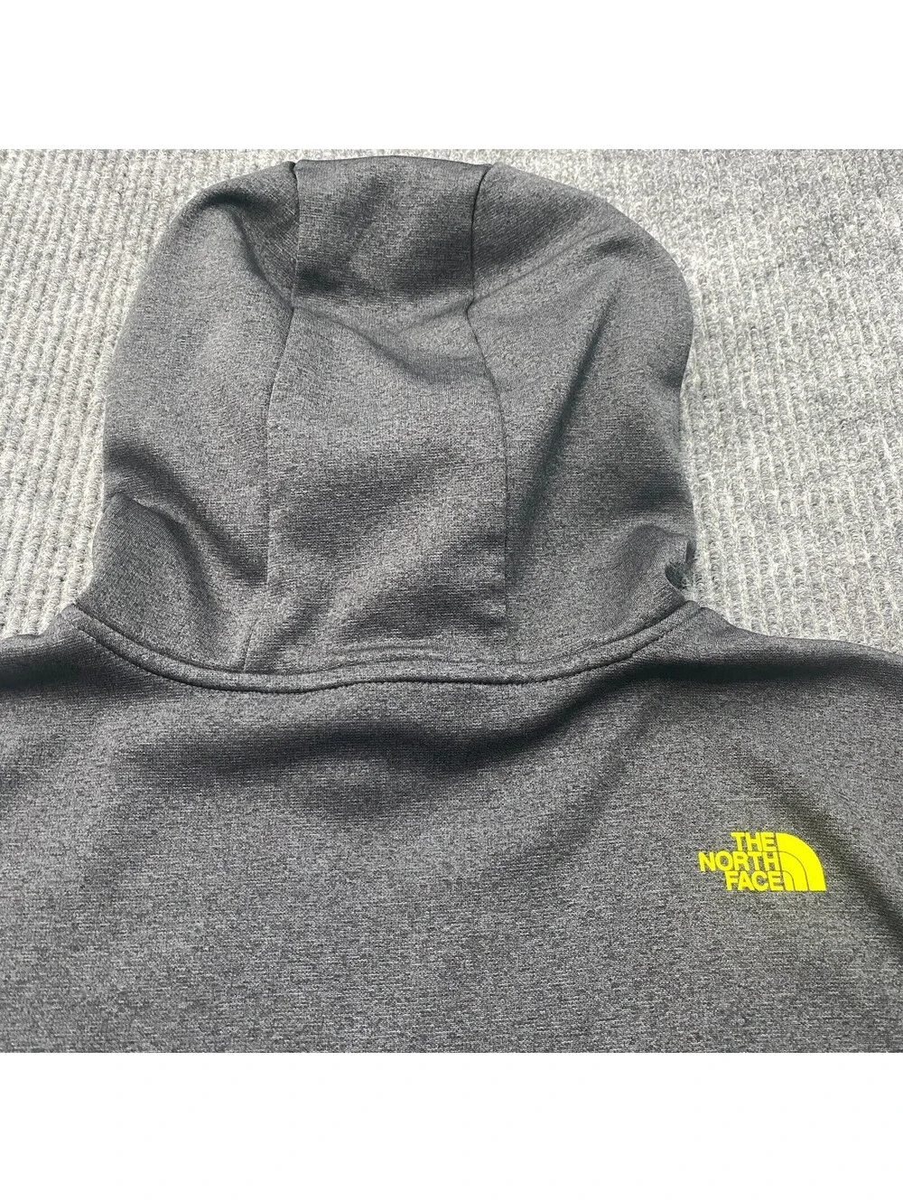 North Face Pullover Hoodie Sweatshirt Mens S Gray Neon Green Kangaroo Pockets
